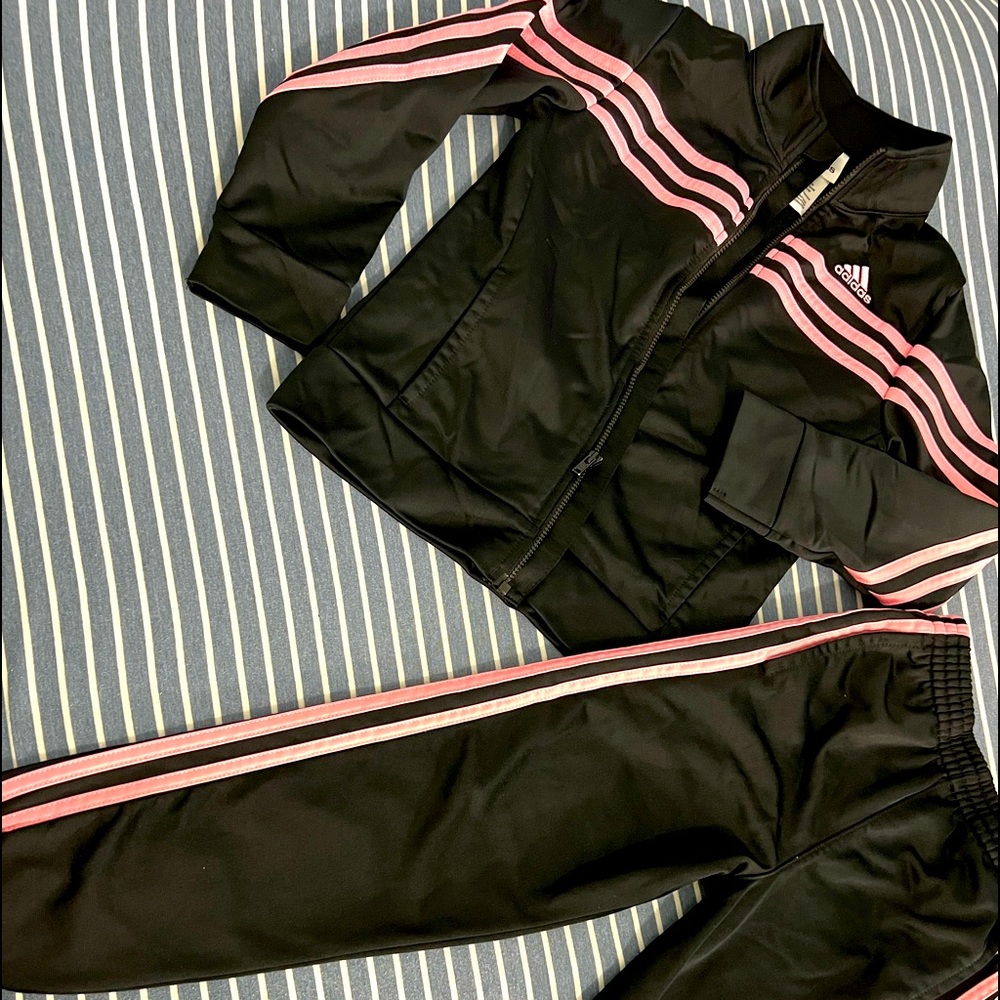 Adidas Black And Pink Stripe Tracksuit Sizes (6X) - Picture 2 of 4